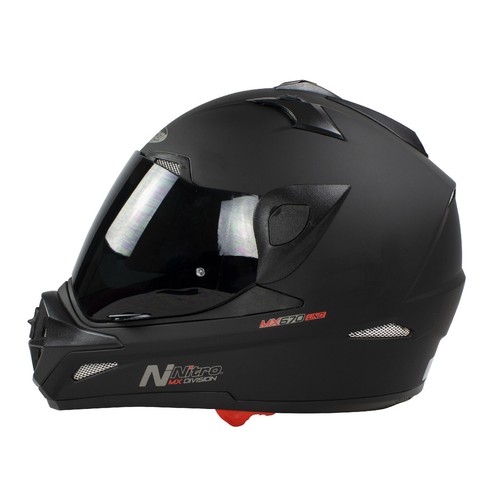 Nitro MX670 Dual Sport Peak Sun Visor Motorcycle Helmet - Matt Black - Picture 9 of 10