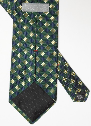 American silk tie by Lord and Taylor green blue plaid woven check pattern - Picture 3 of 3