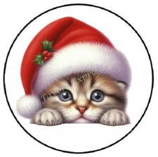 ADORABLE CHRISTMAS KITTEN CAT ENVELOPE SEALS LABELS STICKERS PARTY FAVORS
