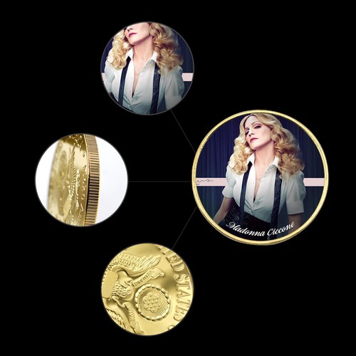 8pcs Madonna Ciccone GOLD Coin American Pop Queen Commemorative Medal in Capsule - Picture 13 of 14