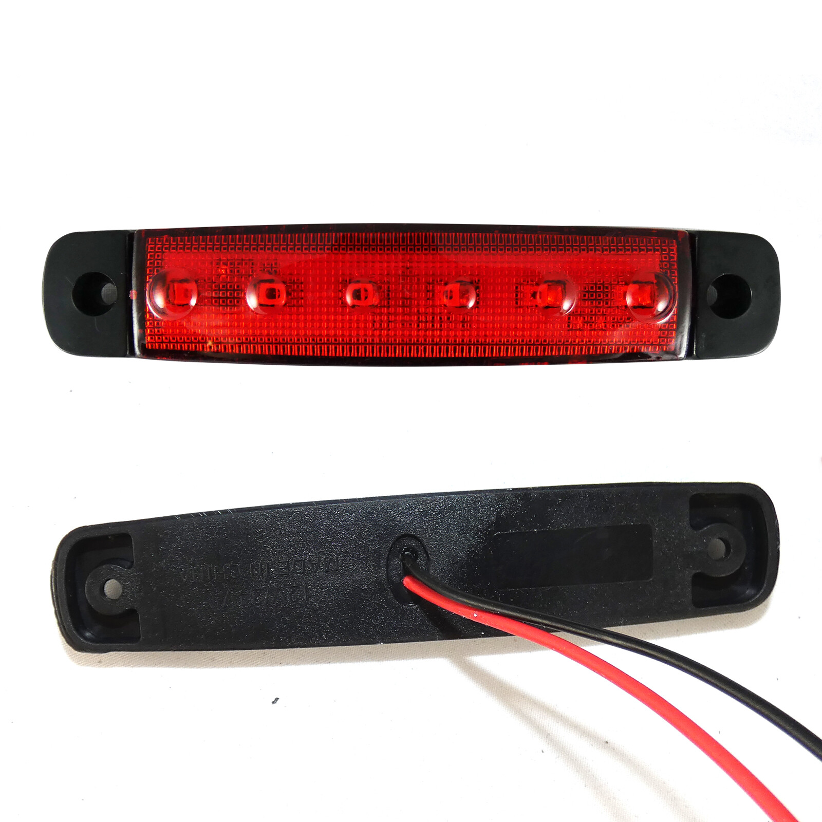 Lot De 10 Feux De Gabarit LED Rouge 12V - Feux De Position Arrière E13 Homologués - 6 SMD - Dimensions 10x2x1 Cm