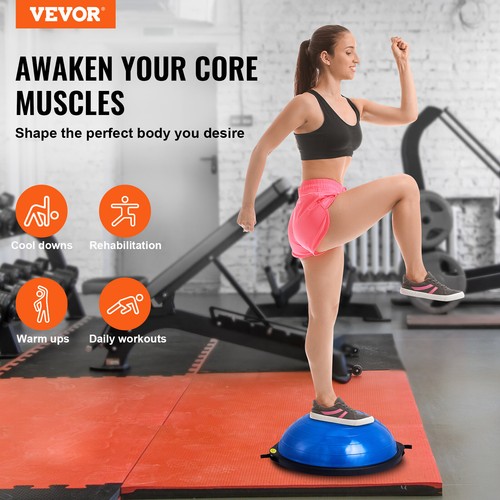 VEVOR 26" Half Exercise Ball Trainer Yoga Balance Stability Ball Resistance Band - Picture 2 of 12