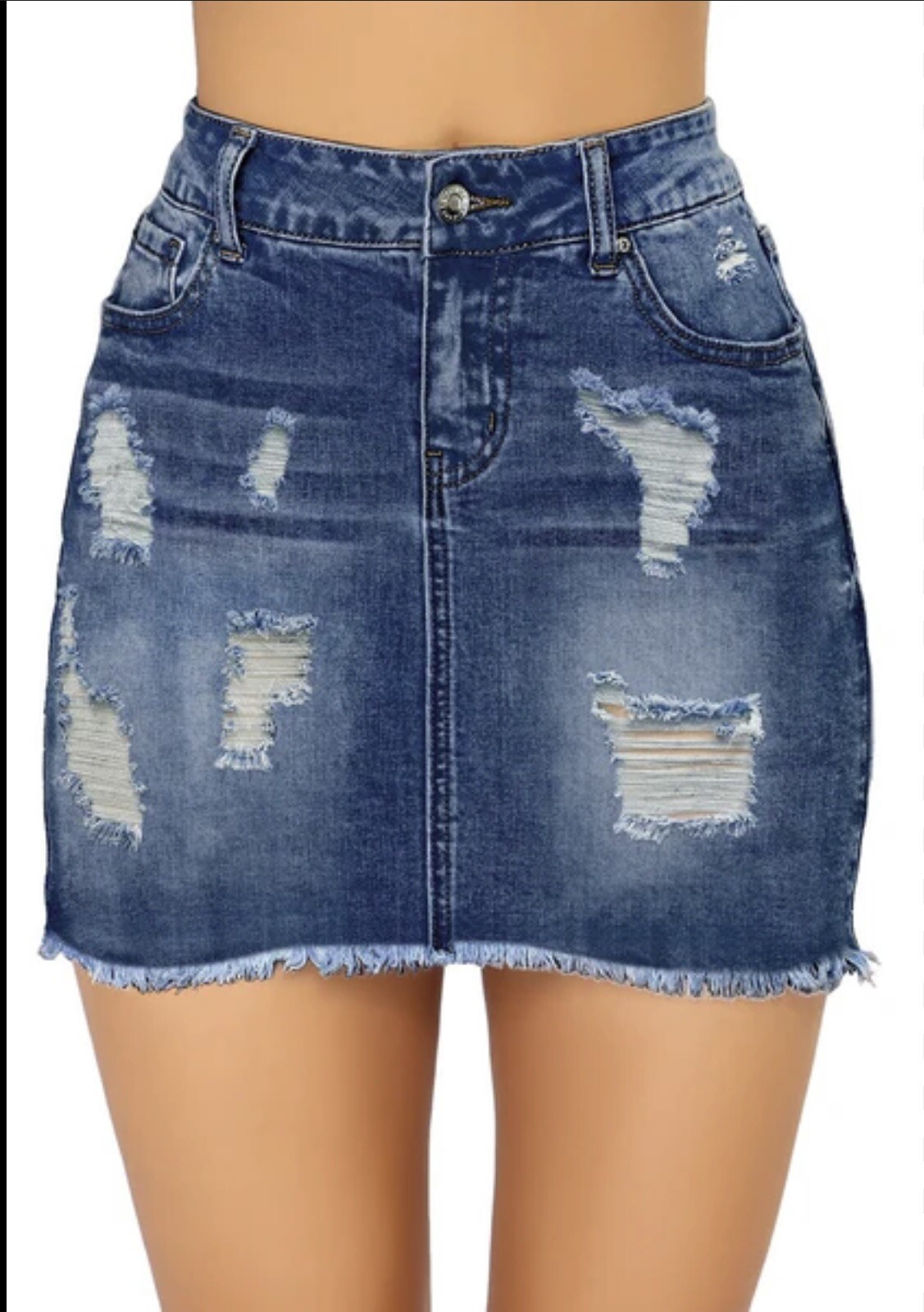Wax Jean Women’s Denim Mini Skirt Size Medium Torn Ripped Denim Frayed Hem Sexy