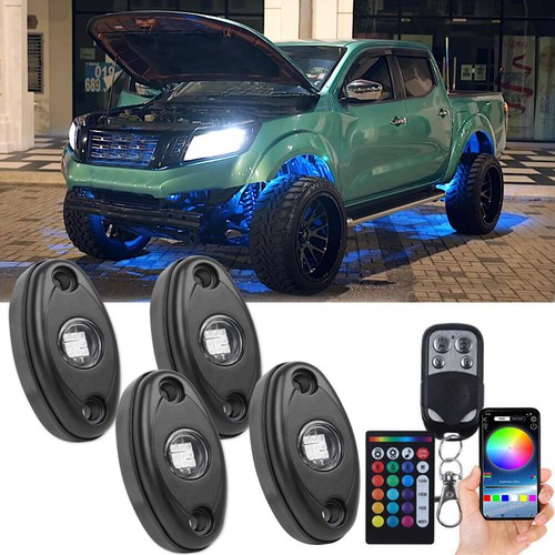 4 Pods Blue LED Rock Light Kit Bluetooth APP Control For Nissan NP300 2009-2023 - 第 1/16 張圖片