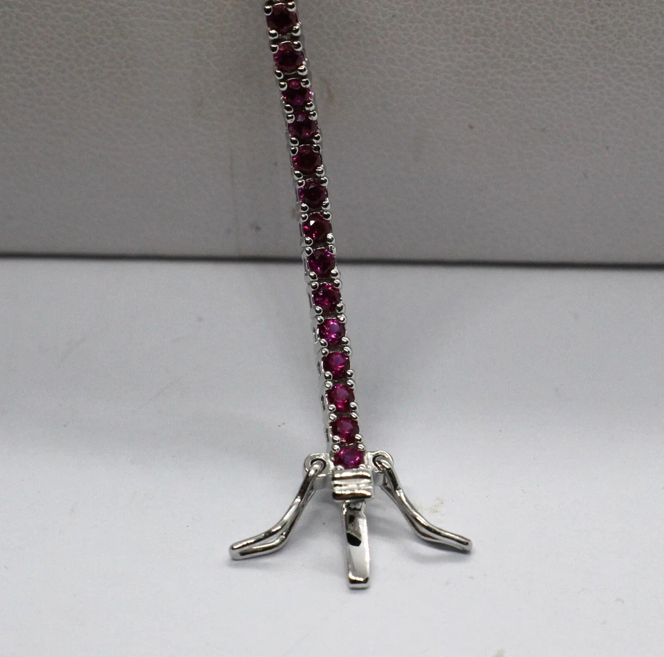 BRACCIALE TENNIS ARGENTO ZIRCONI RUBINO MM 2 UNISEX 4 griffe cm 16 18 20 EXPLOIT - Immagine 3 di 4