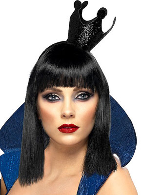ADULT EVIL QUEEN COSTUME BLACK MINI CROWN HEADBAND GOTHIC 