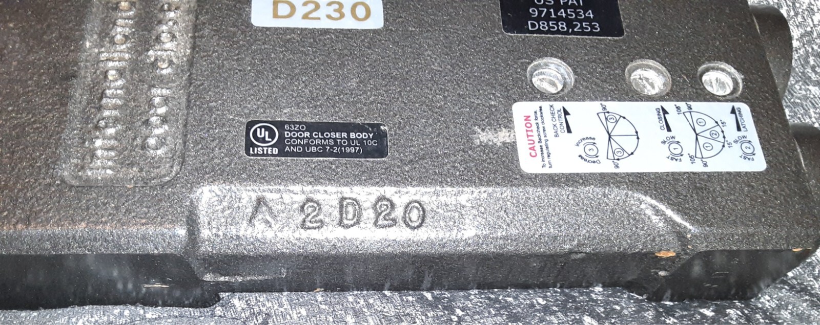 International Door Closer Overhead Concealed Door Closer D230 HO 105 Degrees