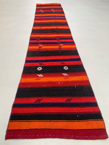 Old Turkish narrow Kilim Runner 285x63 cm shabby chic, vintage kelim - Picture 2 of 12