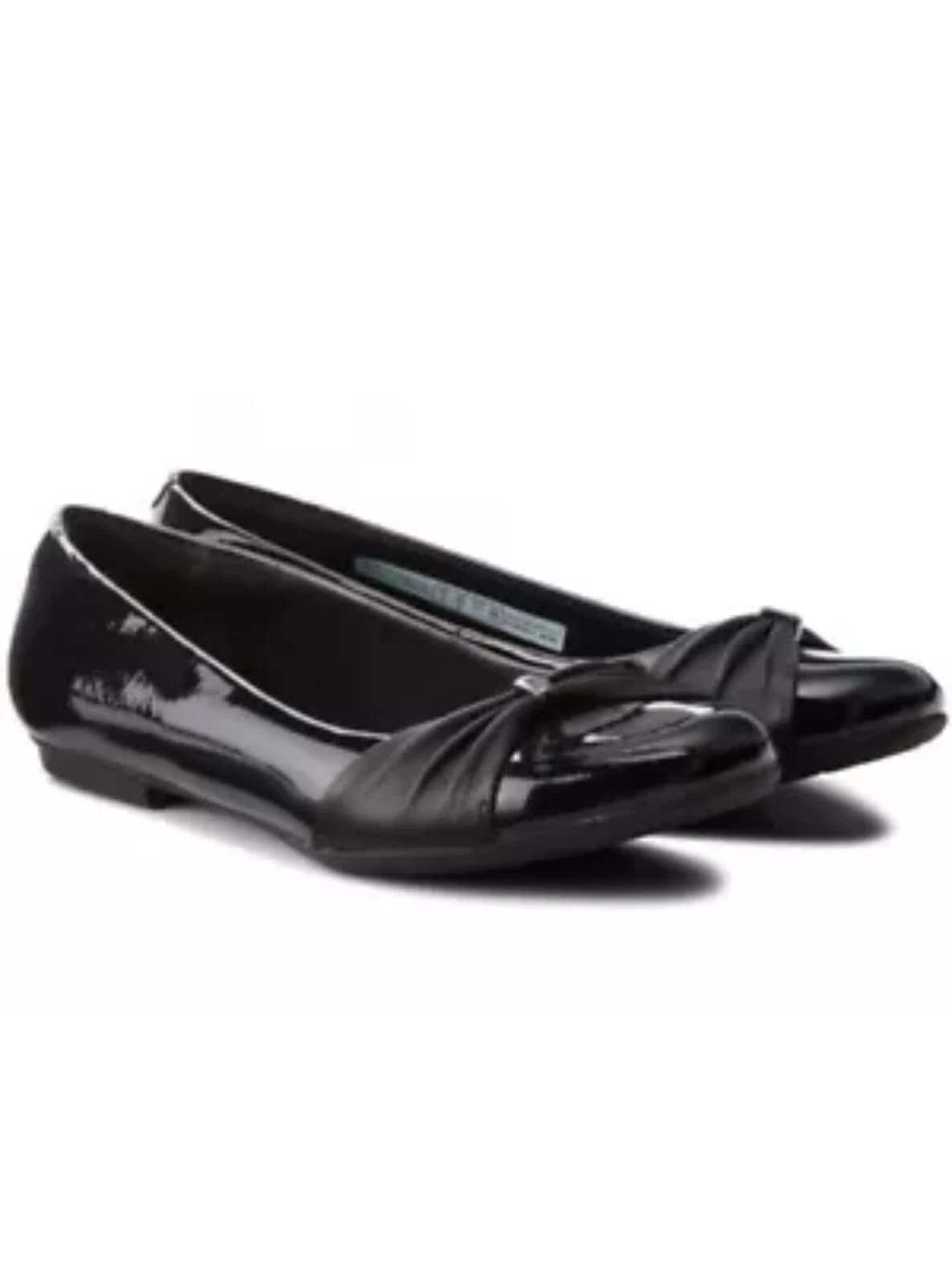 FLATS CLARKS Tizz Folly Bl nero vernice pelle taglia UK 8 5 F 42 5