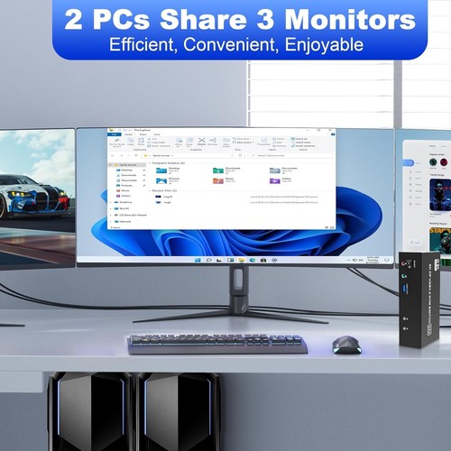No power adap 8K60Hz Displayport KVM Switch 3 Monitors 2 Computers, 4K144Hz KVM - Bild 16 von 22
