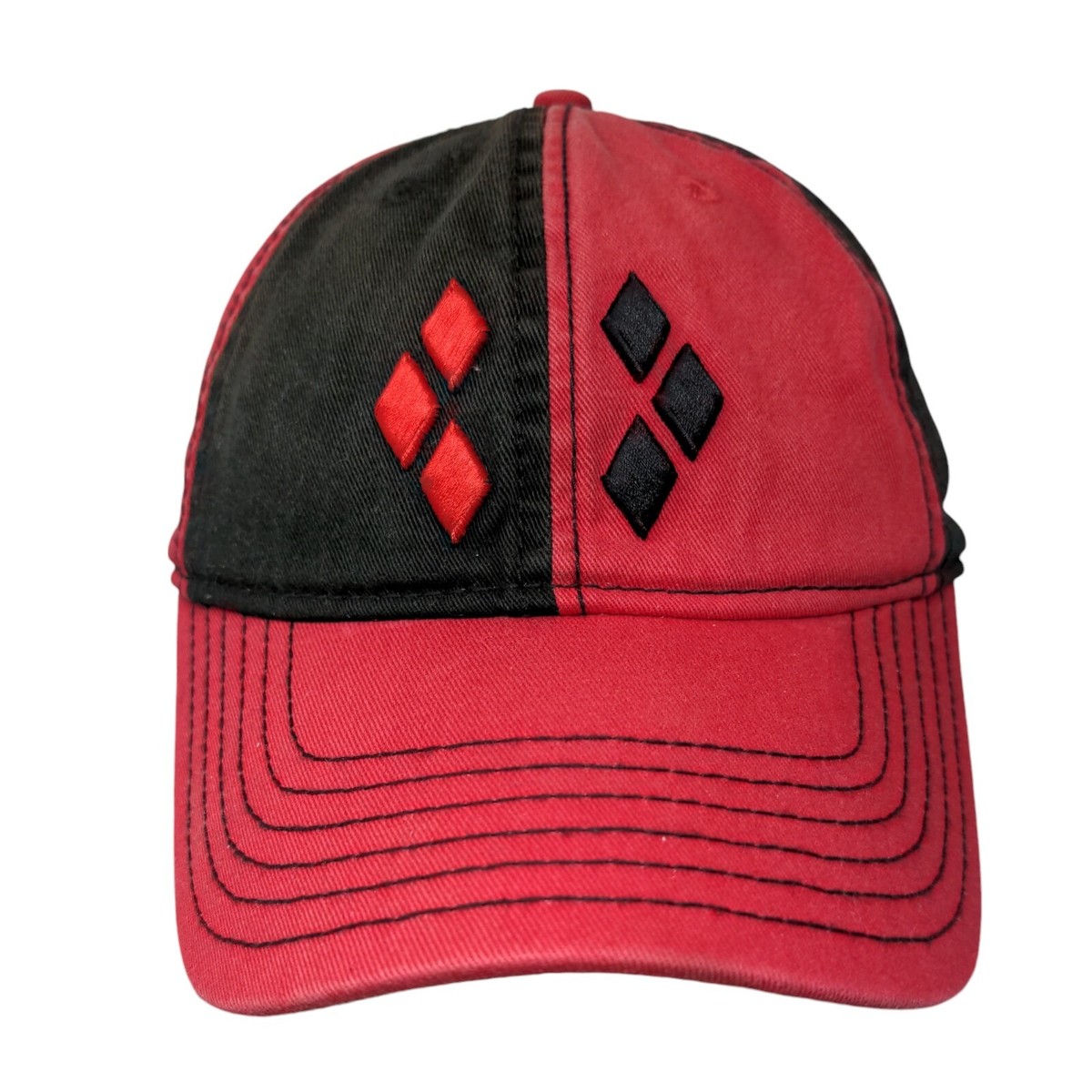 Harley Quinn Diamond Slideback Hat Red One Size Colorblock 