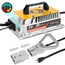 24V 30A Forklift Battery Charger w/LED Light Smart Golf Charger w/ Anderson Plug