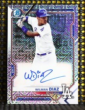 WILMAN DIAZ  -  2021 BOWMAN CHROME MEGA BOX PROSPECT AUTOGRAPH REFRACTOR #BCMAWD