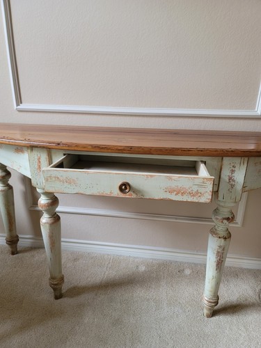 VTG DREXEL Studio Distressed Country Shabby Chic Entry Hallway Console Table - Picture 10 of 19