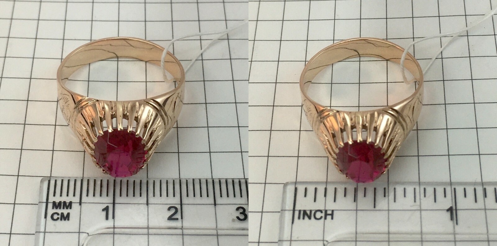 USSR Vintage Original Rose Ruby (lab. made) Ring … - image 12