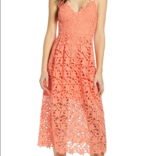 ASTR the Label Coral Lace Midi Dress A 