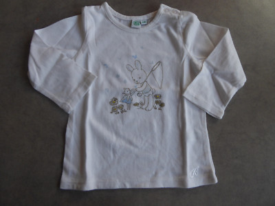 Neu Langarmshirt weiß ''Hase'' Bouchara - 6 Monate 