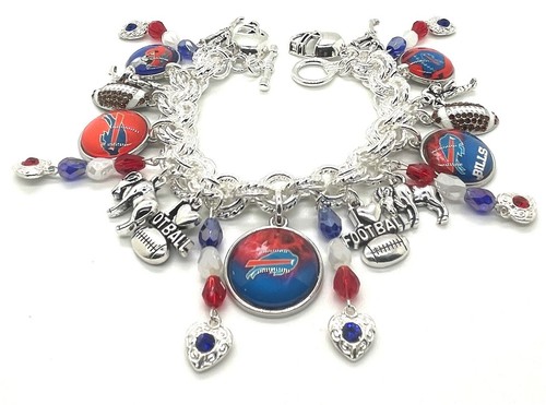 Buffalo Bills New Jewelry Set.Charm Bracelet, Necklace & Earrings, FREE SHIPPING - Picture 2 of 9