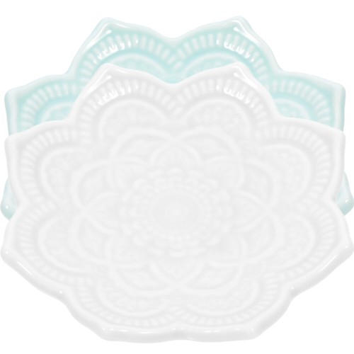 2 Pcs Keramik -Mandala -Schmuckplatte in Blumenform Schmuckteller Aus - Bild 5 von 12