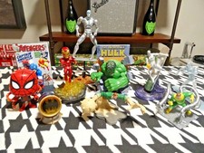 RARE LOT OF 10 MARVEL Statue ACTION Figurine SILVER SURFER SPIDER MAN HULK TOYS