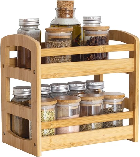 Bamboo Spice Rack Tray Spice Drawer Organizer for Kitchen