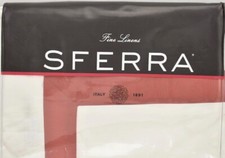  340 SFERRA ORLO COTTON PERCALE QUEEN FLAT SHEET WHITE SALMON CORAL RED ITALY