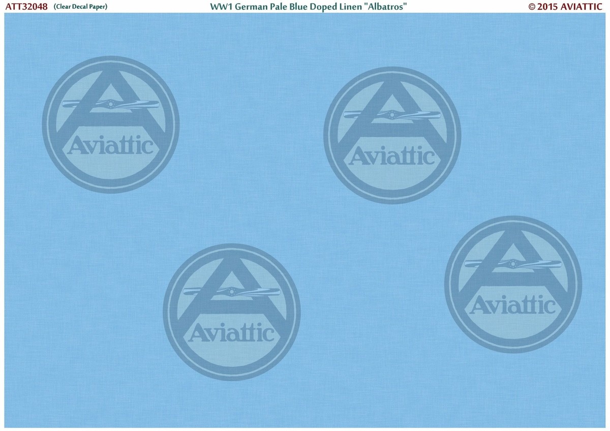 Aviattic 1/32 32048 Clear WW1 German Pale Blue Doped Linen Albatros Aviattic 1/32 32048 Clear WW1 German Pale Blue Doped Linen Albatros