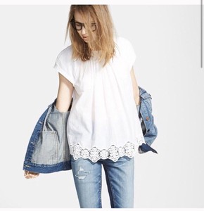 madewell eyelet peasant top