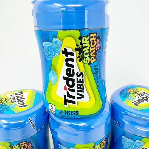 Trident Vibes SOUR PATCH KIDS Blue Raspberry Sugar Free Gum, 8-40 Piece NEW - Picture 3 of 5