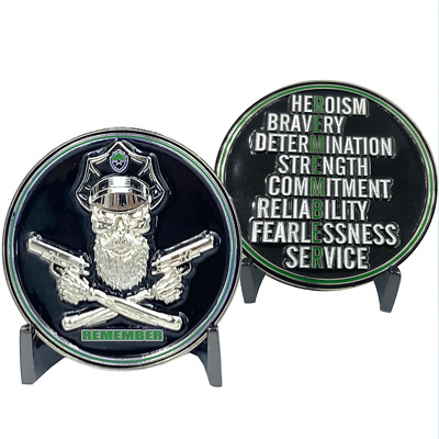 DL1-20 REMEMBER Thin Green Line Beard Gang Skull Border Patrol Agent Deputy Sher