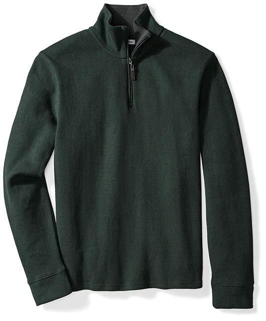 Amazon Essentials Men's QuarterZip French Rib Sweater, Forest Green Heather, XL eBay