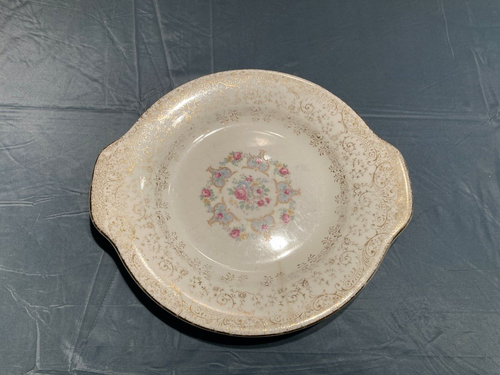 Vintage Liberty Gold 8-inch Double Handled Dessert Plate 22-K Gold N 12