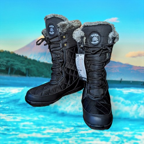 DAILY SHOES $129 Black QUILTED Snow Boots Size 8.5 Faux Fur WATERPROOF Women's - Picture 2 of 13