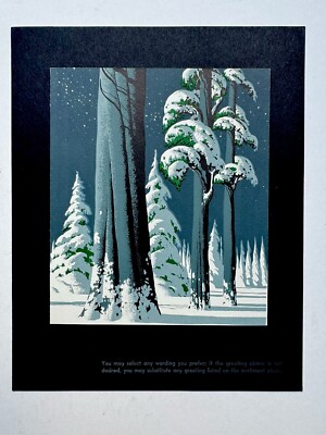 WINTER FOREST ~ EYVIND EARLE ~ VTG Salesman Sample Xmas Greeting