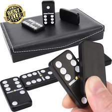 Dominos Set Double Six – 28 Tiles Classic Game w/ Black Leather Case, Family Fun