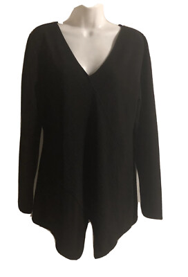 Context Lord And Taylor Size Large Black Long Sleeve Tunic V-Neck Top