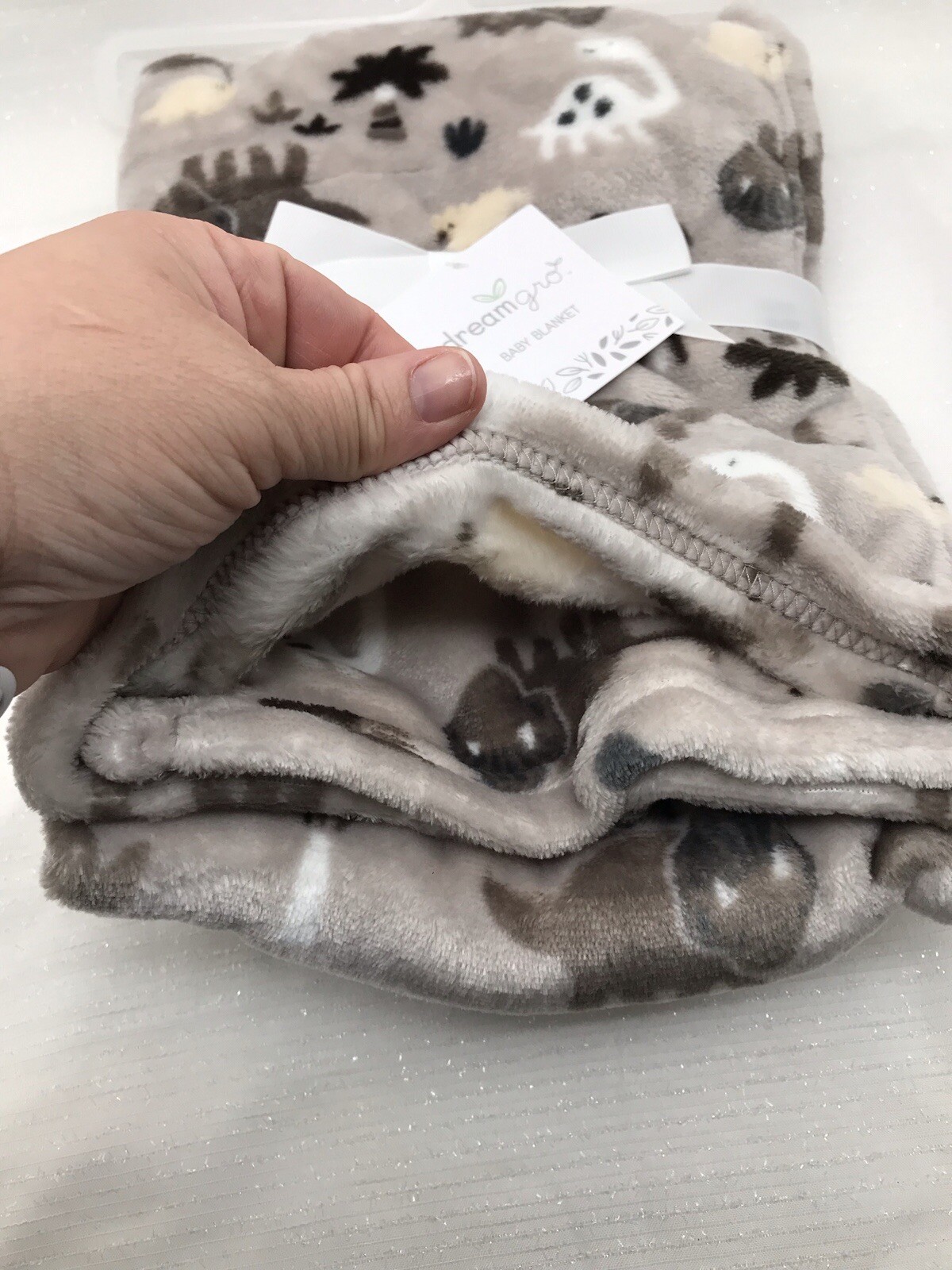 Dreamgro Boys Dinosaur Baby Blanket Security Lovey Plush Brown Gray Dream Gro