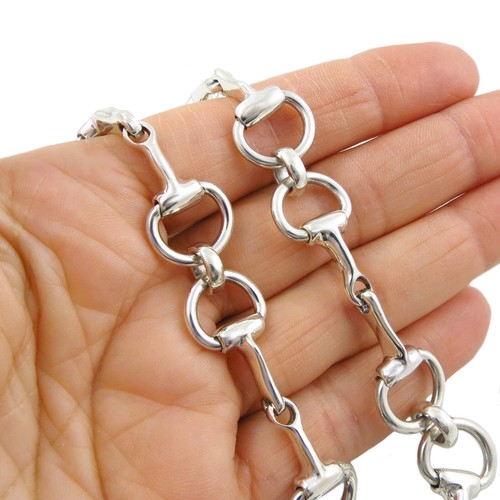 Long Equestrian Silver Horsebit Necklace 925 Hallmarked Horse Snaffle 54cm - Picture 2 of 7