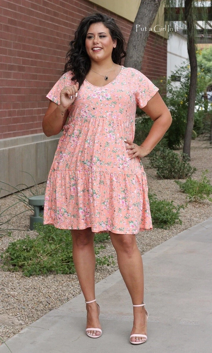 coral plus size dress