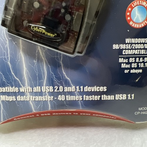 CyberPower CP-H420P USB 2.0 4 Port Hub w/ Power Adapter and USB Cable - Picture 5 of 11