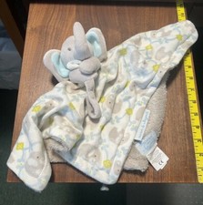 Lovey Elephant Plush Security Baby Blankets And Beyond Blue Grey EUC Soft Y13