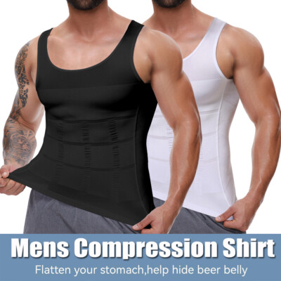 2X Camiseta de Compresión para Hombre Faja Interior Playeras Abdominal Reductora