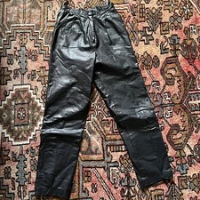 EUC Vintage REAL leather high waist pleat front pants Size 6