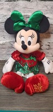 Disney Store 2019 Minnie Mouse Holiday Plush Christmas Doll 16" Green Dress EUC
