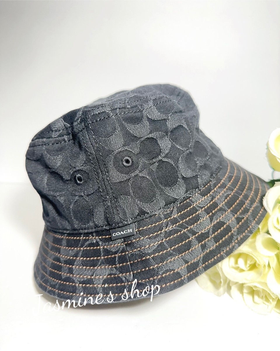 NWT Coach Signature Denim Bucket Hat Cp763 Black | eBay