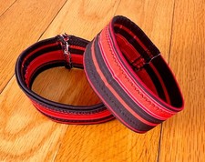 Pro Wrestling Bicep Bands Striped Red & Black Set of 2 Stretchy Bands Sz. Small