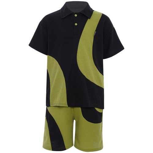 Niños Niños Niños Conjunto Atlético Golf Camiseta con Pantalones Cortos Hip-Hop Skateboarding Deportes - Imagen 6 de 26