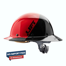 Lift Safety HDF50-20RD Dax Fiber Resin Full Brim Hard Hat Red-Black New Blamishe