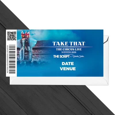 LIQUID_GRAPHICS Take That Mock Ticket The Circus Tour Summer 2026 UK Surprise Christmas Gift