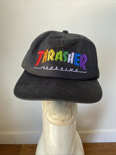 Thrasher Magazine RAINBOW SKATE MAG LOGO Snapback Skateboard Hat BLACK